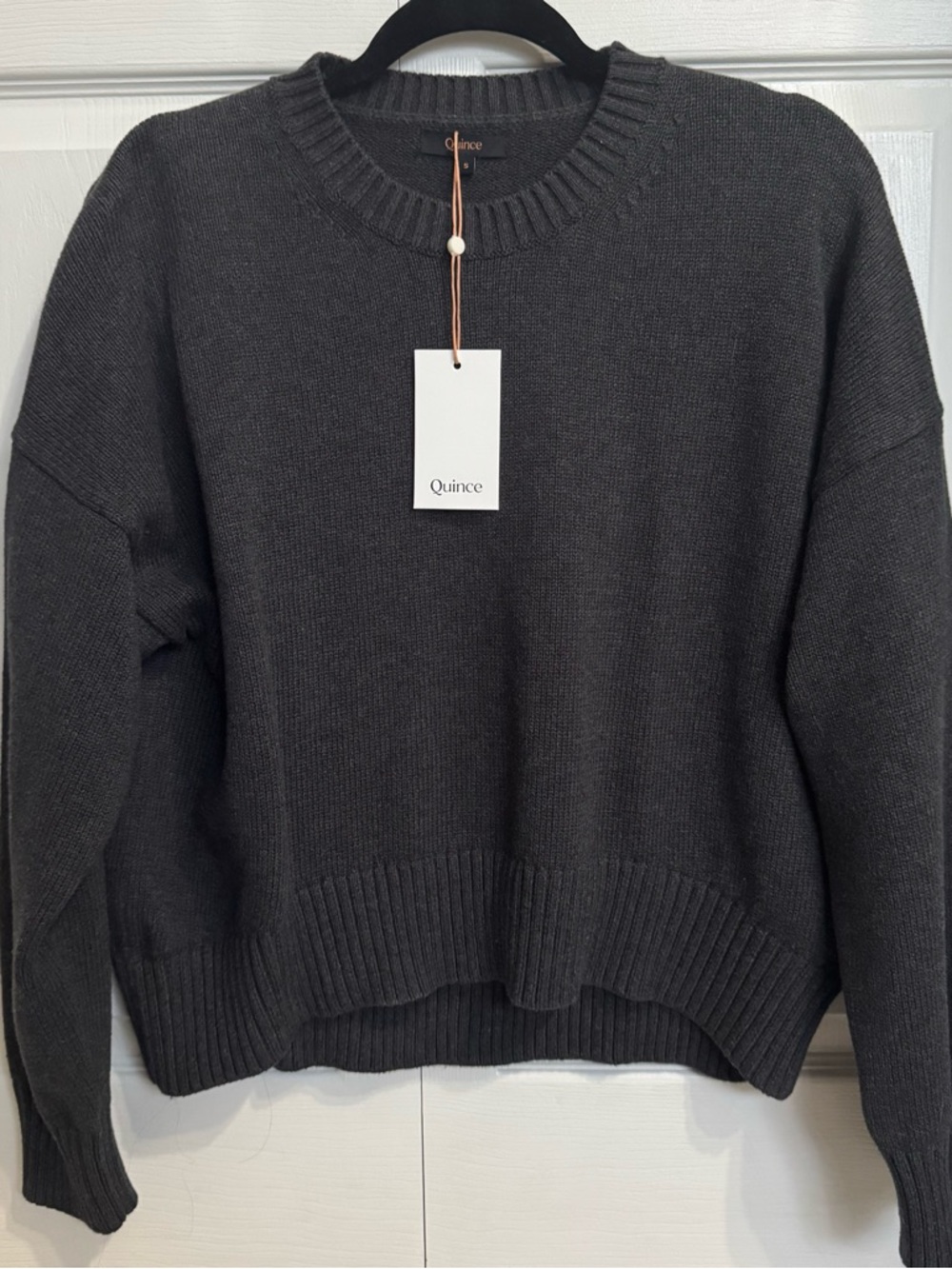 Quince 100% Organic Cotton Boyfriend Crew Sweater charcoal small